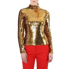 Burberry Ladies Gold Sequinned Turtleneck Top