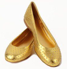 GIUSEPPE ZANOTTI SHOES BALLET FLATS STUDDED GOLD LEATHER IT 36 US 6