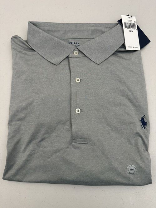 Polo Ralph Lauren Performance Men's Big & Tall Blue Pony Polo Gray Size 4XB