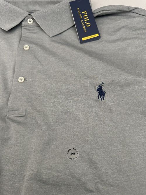 Polo Ralph Lauren Performance Men's Big & Tall Blue Pony Polo Gray Size 4XB