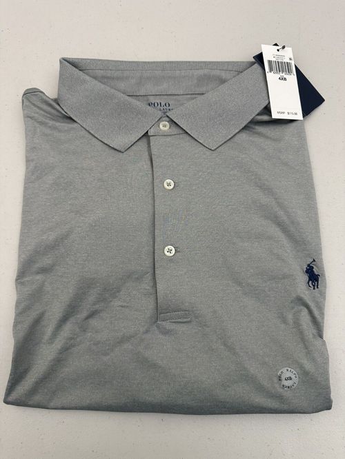 Polo Ralph Lauren Performance Men's Big & Tall Blue Pony Polo Gray Size 4XB