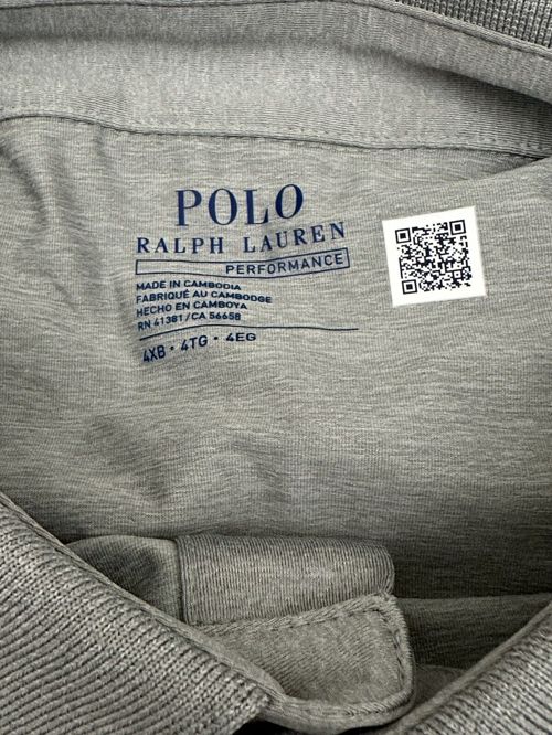 Polo Ralph Lauren Performance Men's Big & Tall Blue Pony Polo Gray Size 4XB