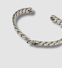$471 Gucci Women's 925 Sterling Silver Wide Interlocking G Cuff Bracelet