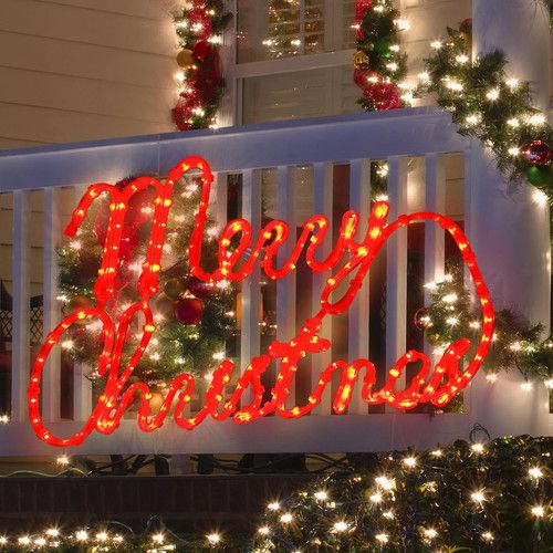 Extra Large 24"x13.5" LED Lighted Merry Christmas Yard Decoration