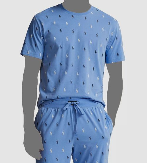 Polo Ralph Lauren Men's Blue Cotton Printed Sleep Shirt Size M