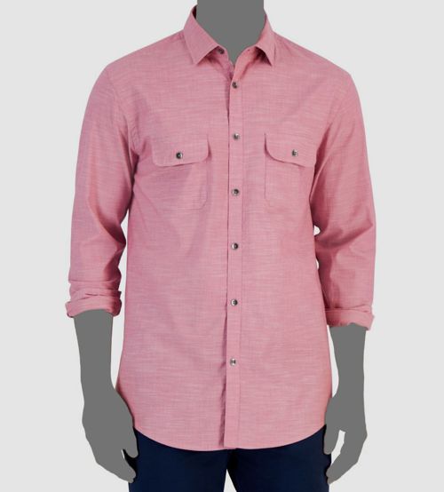 Alfani Men's Pink Long-Sleeve Casual Button-Up Shirt Size XL