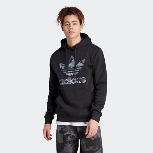Adidas Originals Men's Trefoil Graphics Camo Infill Fleece Hoodie Black Size L