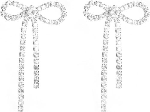 Bow Earrings for Women Rhinestone Long Tassel Earrings Ribbon Bow Drop Earring S