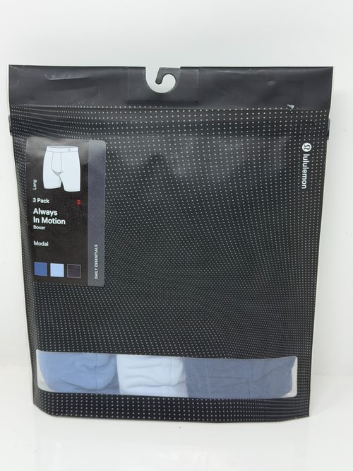 Lululemon Always In Motion Modal Boxer 7" Long Mens S 3 Pack  Mutlicolor Blue