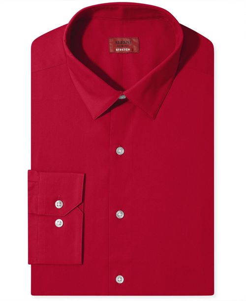 Nwt $79 Alfani Men Slim Fit Red Long-Sleeve Casual Dress Shirt 15-15.5 34/35 M