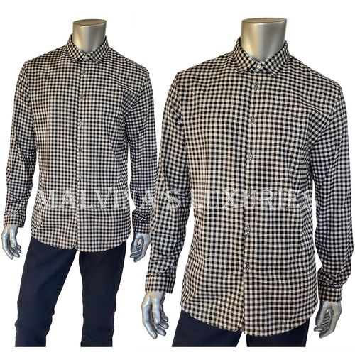 GUCCI SHIRT MENS WHITE BLACK PLAID PRINT COTTON CLASSIC sz 18.5 / 47