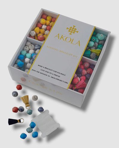 $68 Akola Women's Blue Gold Plated Karatasi DIY Tassel Bracelet Kit Jewelry Set