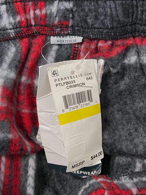 $44 Perry Ellis Men's Red Plaid Fleece Pajama Pants Sleepwear Size M