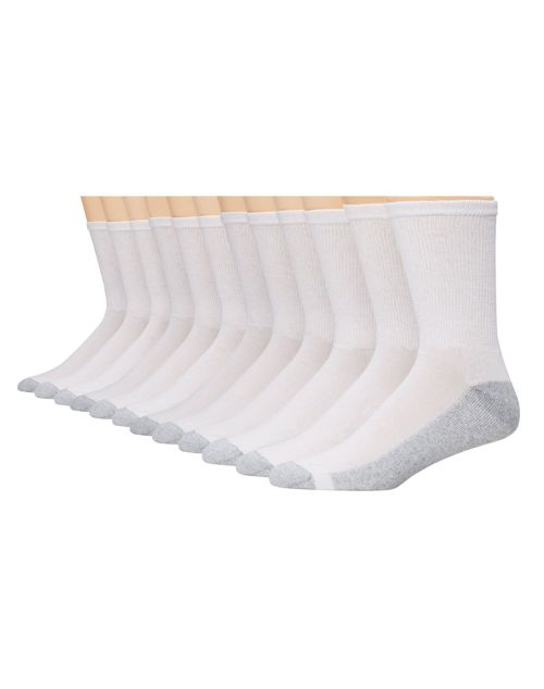 Hanes Crew Socks 12 Pack Mens Big & Tall Fresh IQ Cool Comfort Max Cushion 12-14