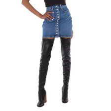 T by Alexander Wang Snap Front High-Waisted Denim Skirt