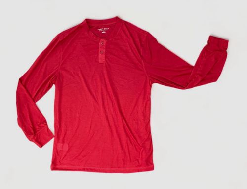 $38 Perry Ellis Men's Red Long-Sleeve Henley Cotton PJ Top Pajama Shirt Size L