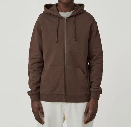 $44 Cotton On Garments Men's Brown Essential Full-Zip Fleece Hoodie Size M