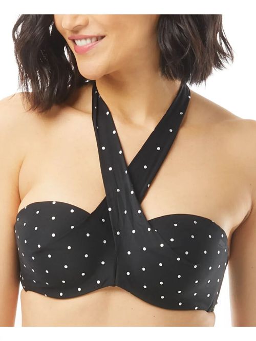 COCO REEF Women's Black Stretch Bandeau Tie Fixed Cups Swimsuit Top 3234C