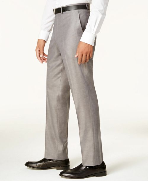 $204 Kenneth Cole 31w X 32l Men Gray Check Slim Fit Flat Front Dress Suit Pants