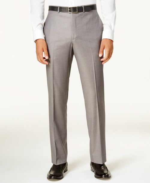 $204 Kenneth Cole 31w X 32l Men Gray Check Slim Fit Flat Front Dress Suit Pants