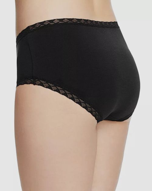$20 Natori Women's Black Solid Stretch Bliss Cotton Full Brief Panty Size Medium