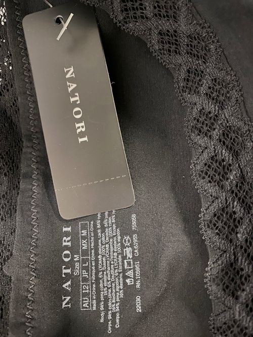 $20 Natori Women's Black Solid Stretch Bliss Cotton Full Brief Panty Size Medium