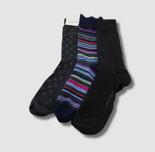 $31 Calvin Klein Men's Black 3-Pair Pack Cotton Dress Socks Shoe 7-12