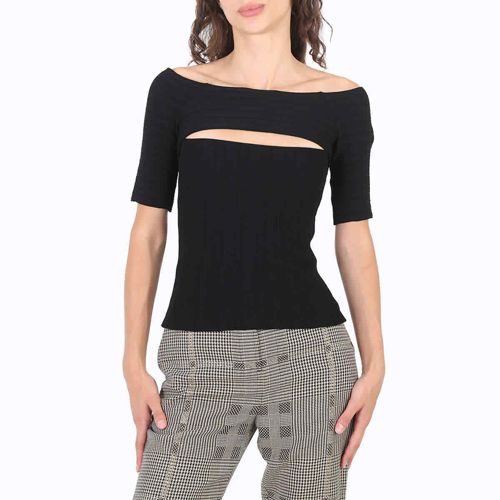 Stella McCartney Ladies Black Off-Shoulder Cut-Out Knit Top