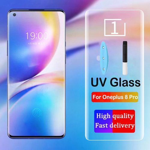 For OnePlus 7Pro 8 Pro UV Liquid Full Glue Tempered Glass Screen Protector Case 