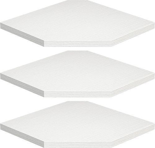 Rustic White Floating Corner Shelves - Set of 3 Wall Mount Organizers