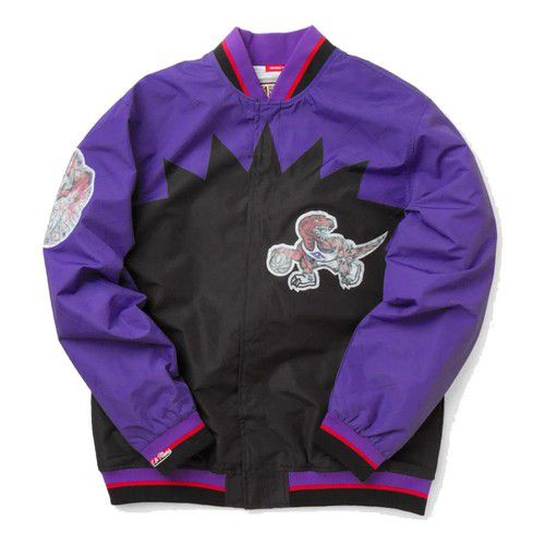 [OJBF1201-TRAYYPPPBLCK] MENS MITCHELL & NESS 75TH ANNI WARM UP JACKET RAPTORS