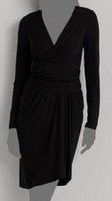 Lauren Ralph Lauren Womens Black Ruched Unlined Jersey Surplice Dress Size 14