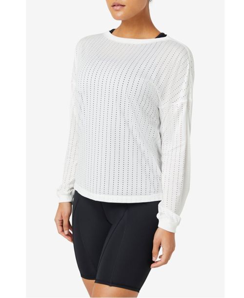 Fila Performa Women's Fi-Lux Mesh Long-Sleeve Top Size X-Large in white