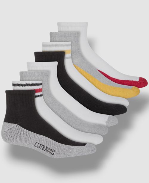 Club Room Men's 8 Pair Pack Red White Black Colorblock Ankle Socks Shoe 7-12