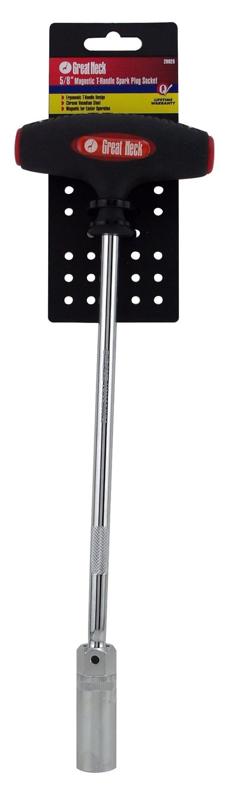 GreatNeck 28025 Magnetic T-Handle Spark Plug Socket Wrench Tool 5/8 Inch