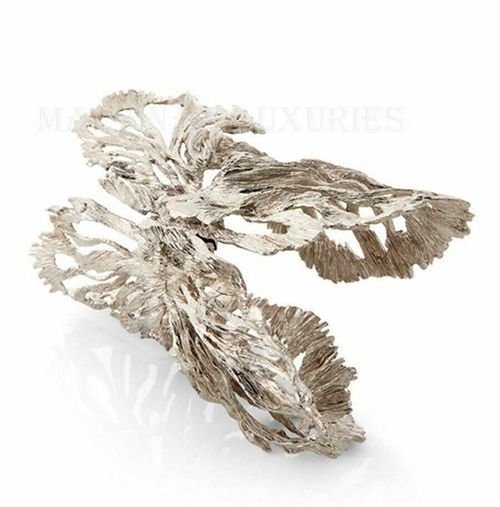 ALEXANDER MCQUEEN BRACELET SILVER TONE FISH WIDE WRAP CUFF $1,195