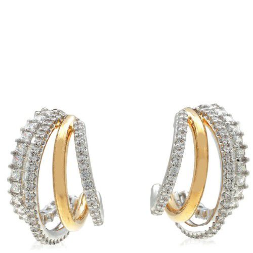 Swarovski Hyperbola Pierced Earrings Mini Hoop 4 Mixed Plating White