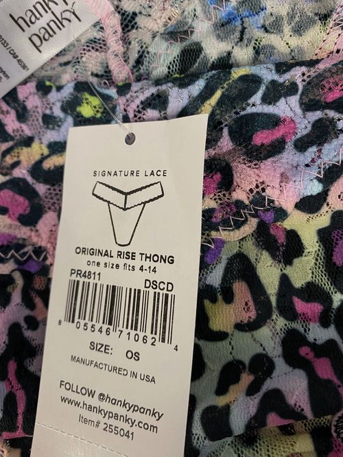 $25 Hanky Panky Womens Pink Disco Diva Lace Thong Panty Size OS(4-14)