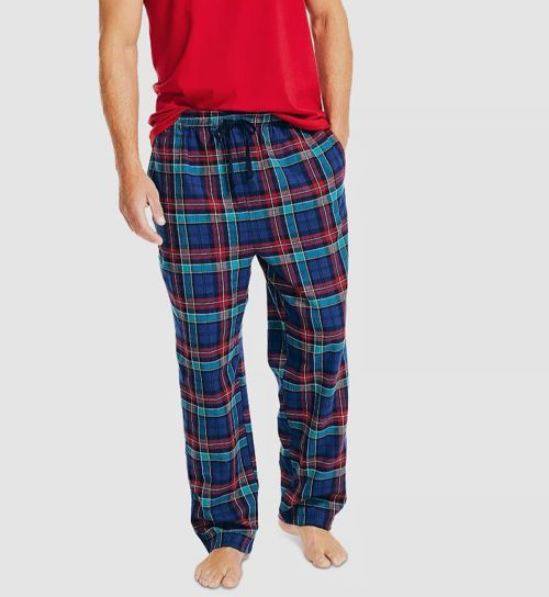 $39 Nautica Men's Red Blue Plaid Pajama Logo Cotton Lounge Sleepwear Pants M