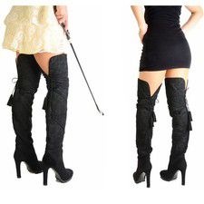 YVES SAINT LAURENT BOOTS OVER KNEE PASSY 90 SUEDE LEATHER $2,495 35 / 5