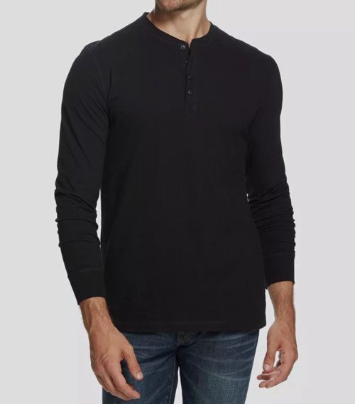 $45 Weatherproof Vintage Men's Black Long-Sleeve Henley Brushed T-Shirt Size S