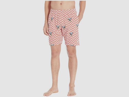 $99 Toes On The Nose Men's Orange Surfin Bull Volley Printed Beach Shorts Size M