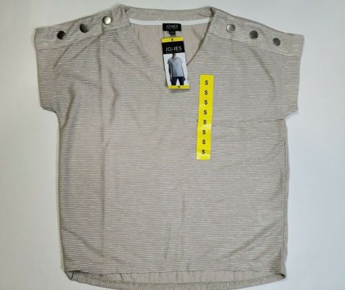 Jones New York Women's Textured Top with Button Details, Ivory 