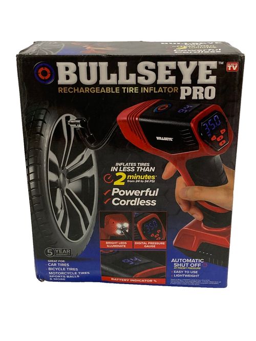 Bullseye Pro Rechargeable 150 psi Tire Inflator Tool with Carrying Bag