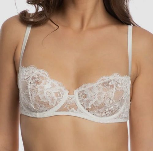 $245 I.D.Sarrieri Womens White Valerie Balconette Floral Lace Bra Size 34B