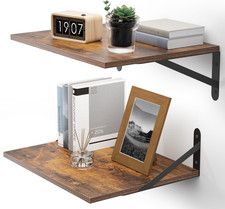 Deep Floating Shelves for Wall, 16W X 12D Wood Shelves Set of 2, Rustic Wood Flo