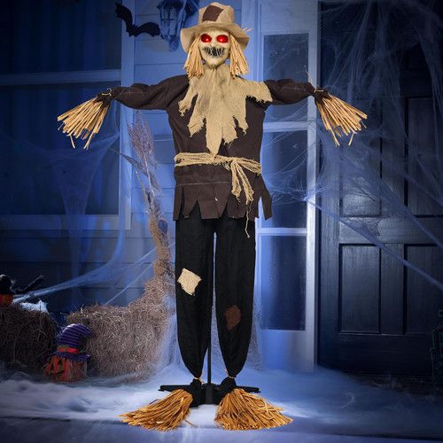 72" Halloween Animatronics Scarecrow Decoration Outdoor, Standing Ghost Prop wit
