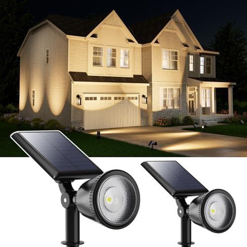 2 Pack Solar Powered Waterproof LED Spotlights for Outdoor Uplighting