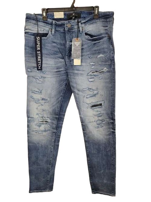 Jordan Craig Legacy Edition Blue Ripped Denim Men's Skinny Jeans Size 36x40