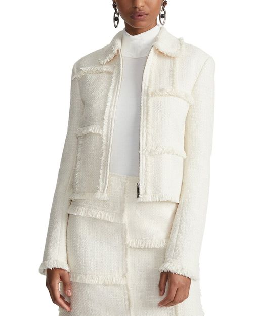 Lafayette 148 New York Fringed Patchwork Cropped Jacket Women's